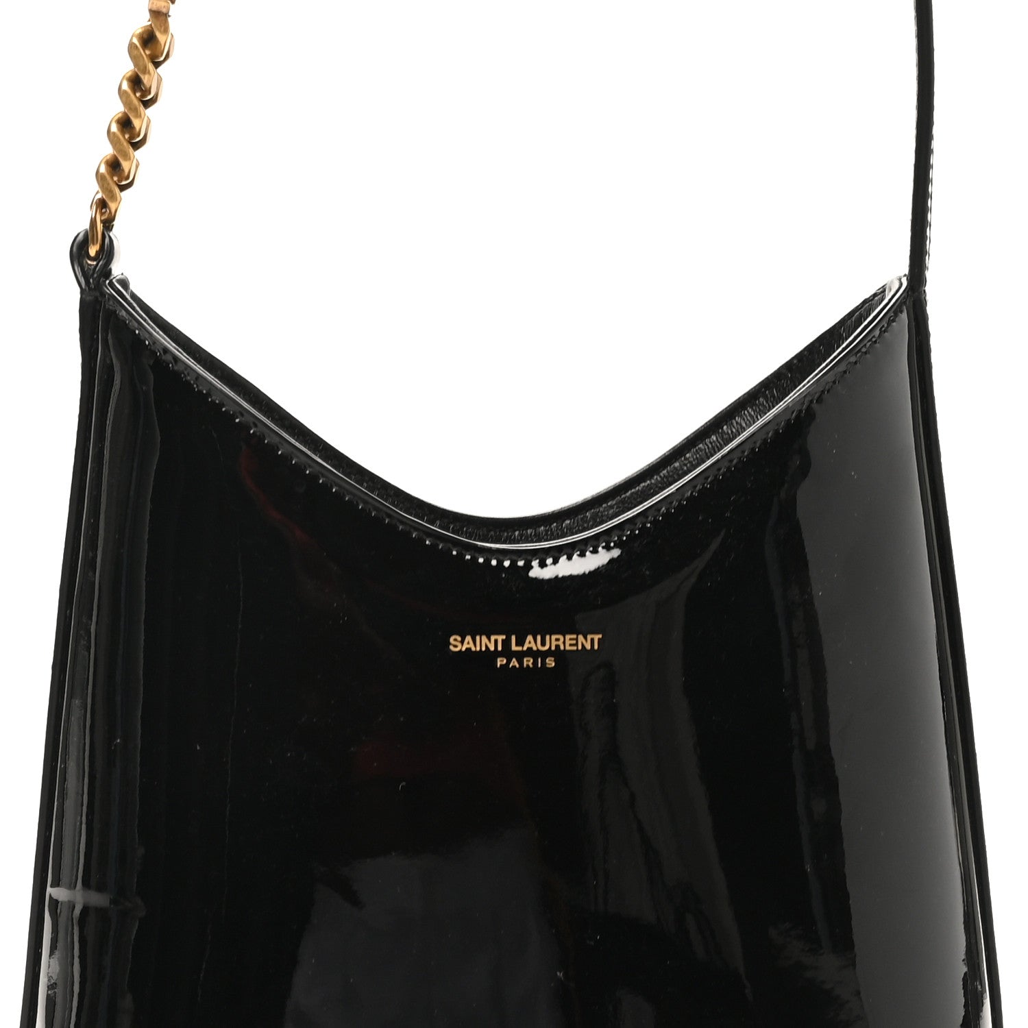 Saint Laurent Patent Calfskin Mini Rendez-Vous Hobo Black 6 of 8