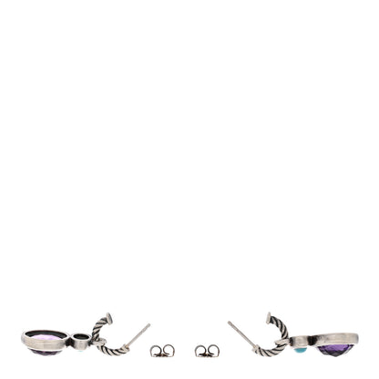 David Yurman Sterling Silver Amethyst Turquoise Renaissance Drop Earrings 3 of 4
