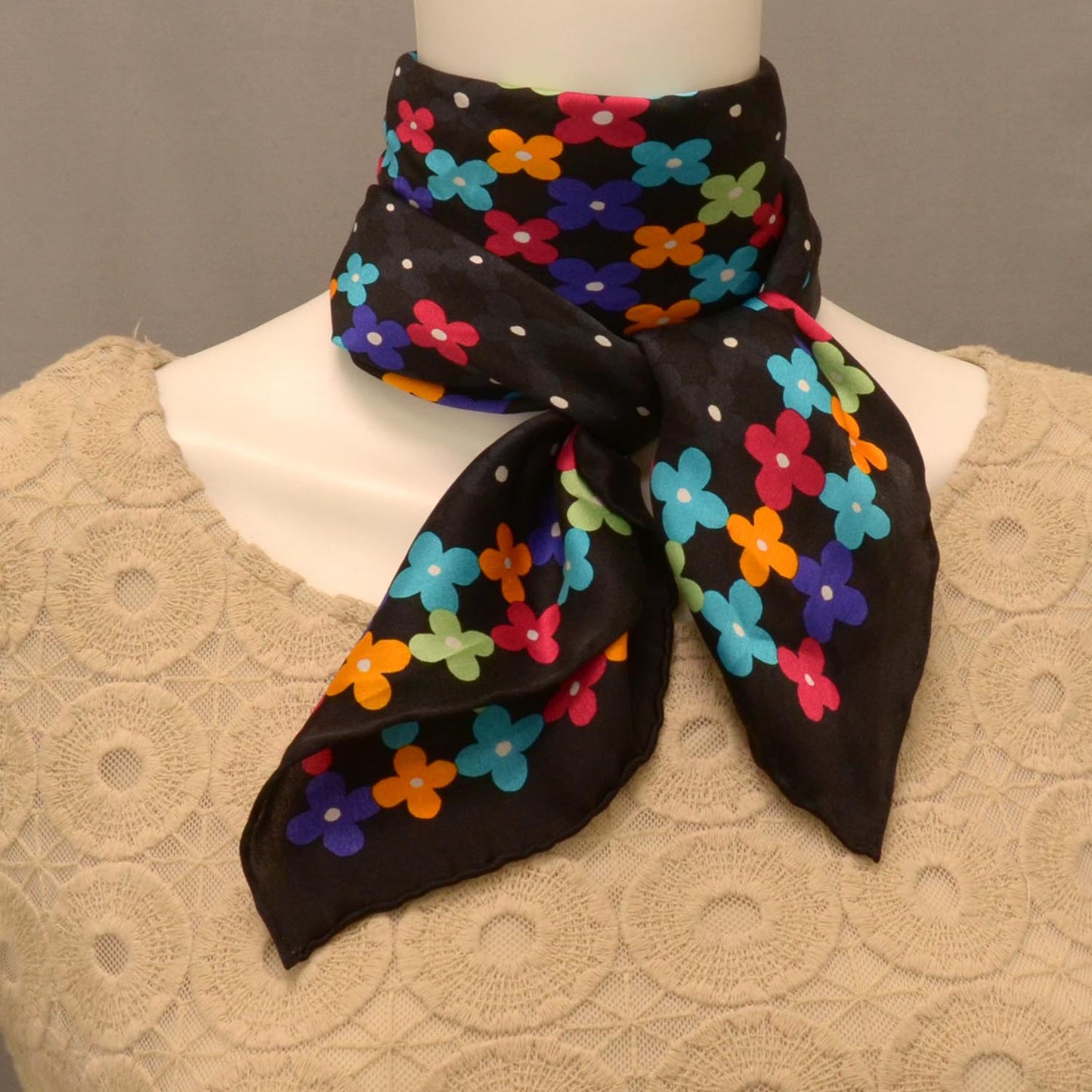 Silk Farandole Square Scarf Black