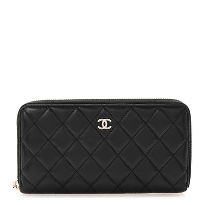Chanel Lambskin Quilted Large Gusset Zip Around Wallet Black 1 of 8