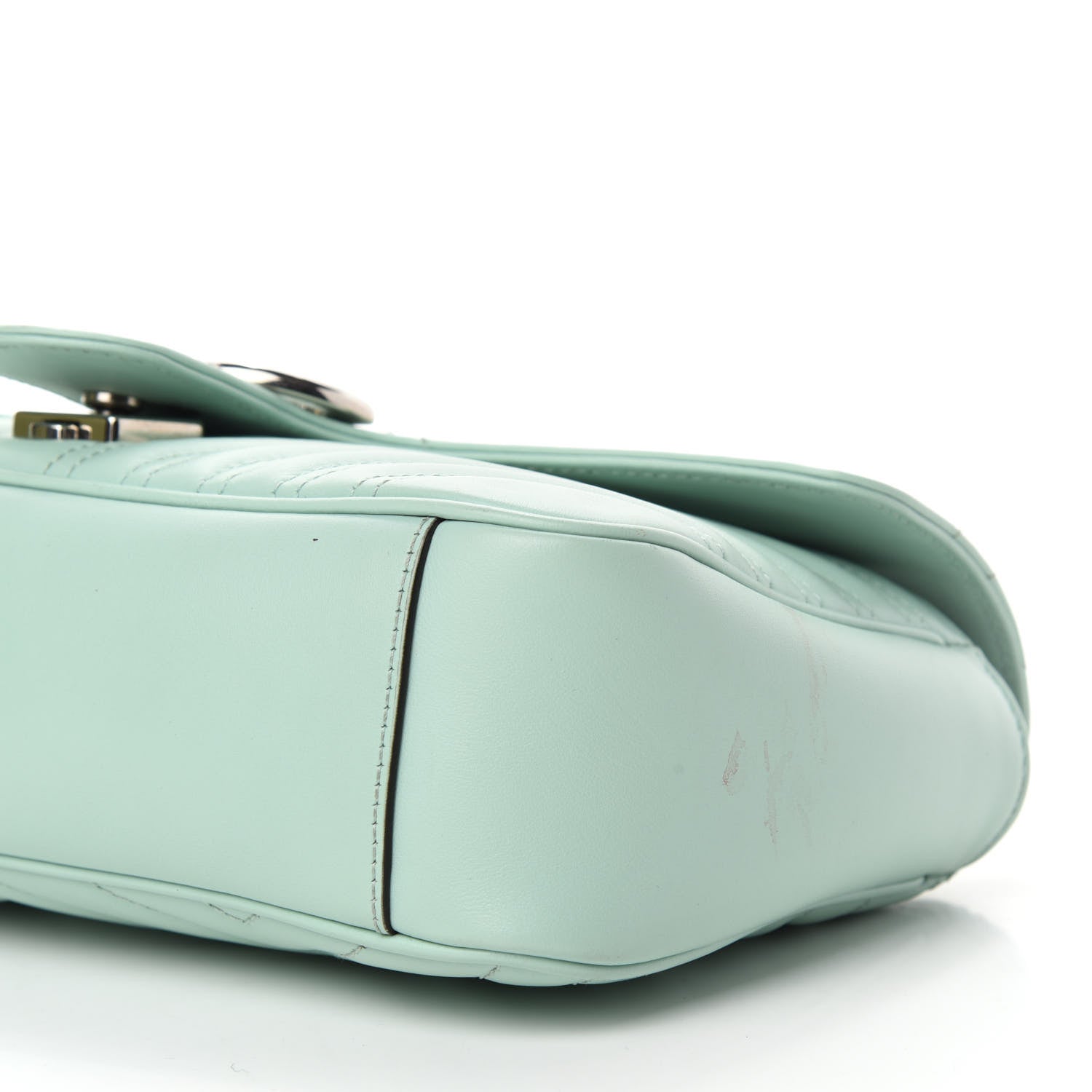 Gucci Calfskin Matelasse Small GG Marmont Shoulder Bag Water Green 7 of 12