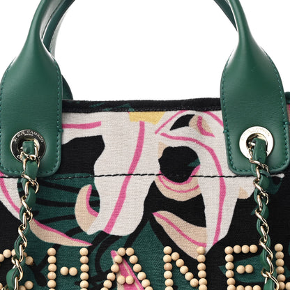 Chanel Velvet Calfskin Beaded Small Deauville Tote Pink Green Black 10 of 12