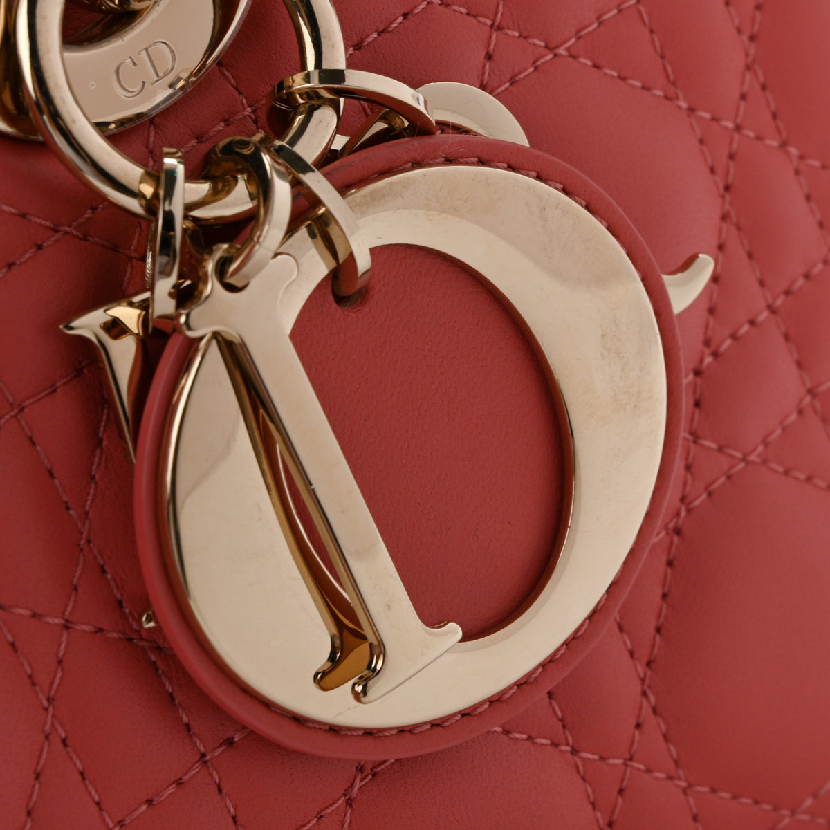 Lambskin Cannage Medium Lady D-Joy Coral Powder
