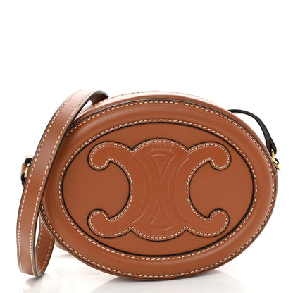 Celine Smooth Calfskin Cuir Small Triomphe Oval Crossbody Purse Tan 8 of 11