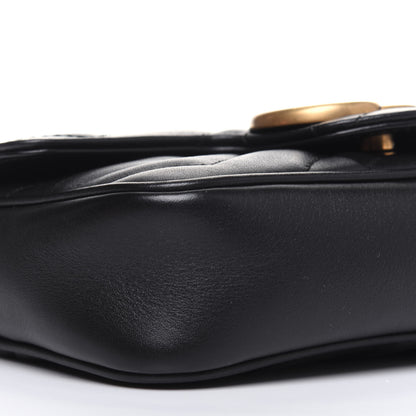 Gucci Calfskin Matelasse Super Mini GG Marmont Shoulder Bag Black 9 of 12