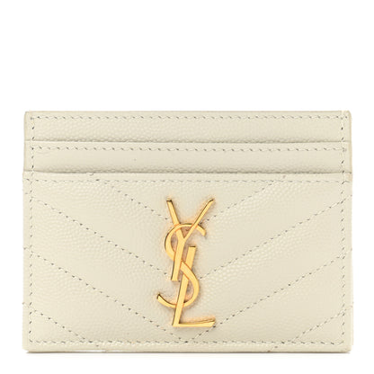 Saint Laurent Grain De Poudre Matelasse Chevron Cassandre Credit Card Case Crema Soft 1 of 8
