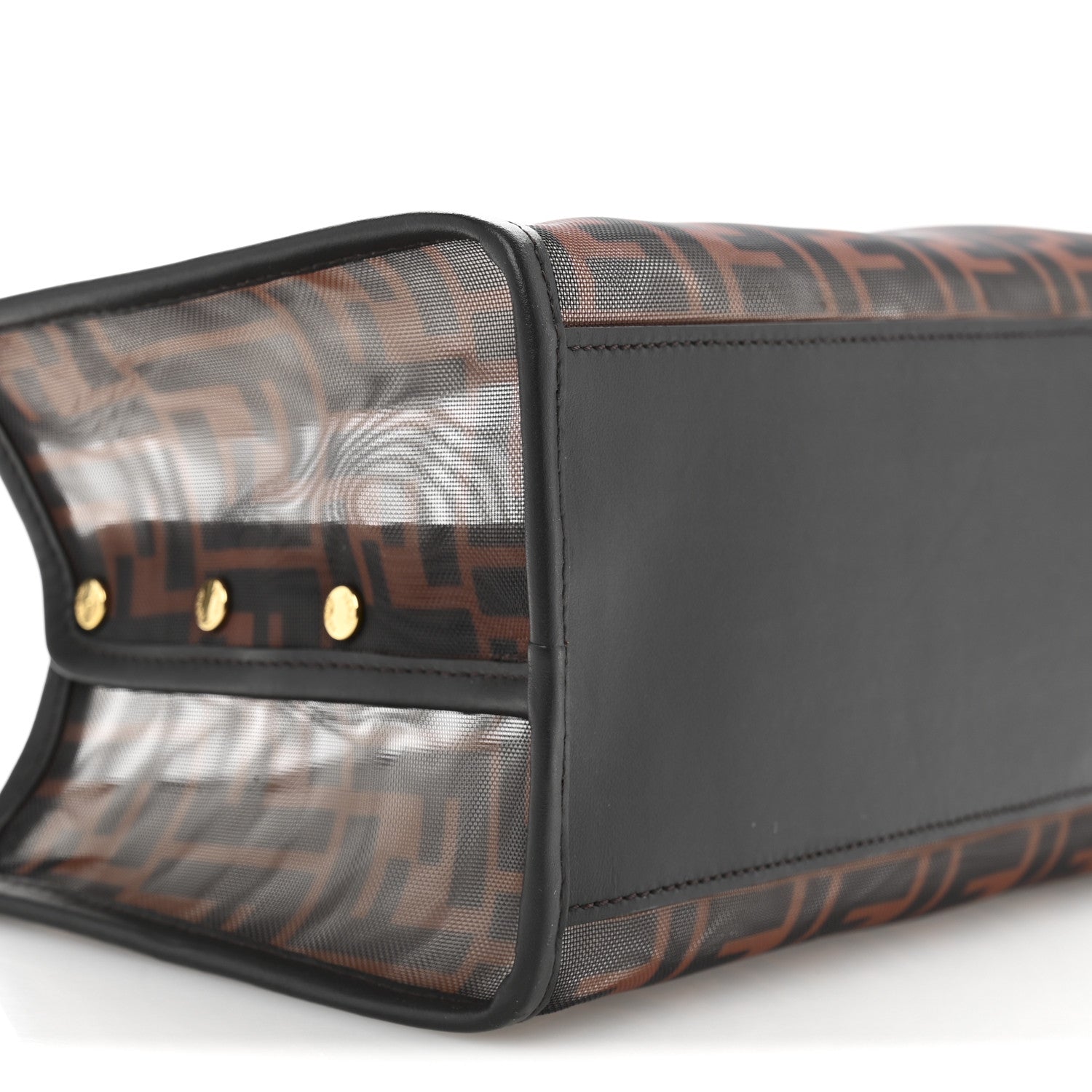 Fendi Mesh Vitello Century FF 1974 Mini Peekaboo Defender Cover Marrone Black Ebano 10 of 12