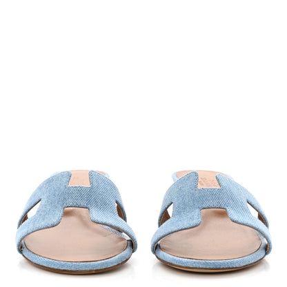 Hermes Denim Oasis Sandals 36.5 Bleu Clair 2 of 9