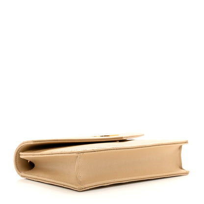 Saint Laurent Grain De Poudre Matelasse Chevron Monogram Envelope Chain Wallet Nude Powder 4 of 12