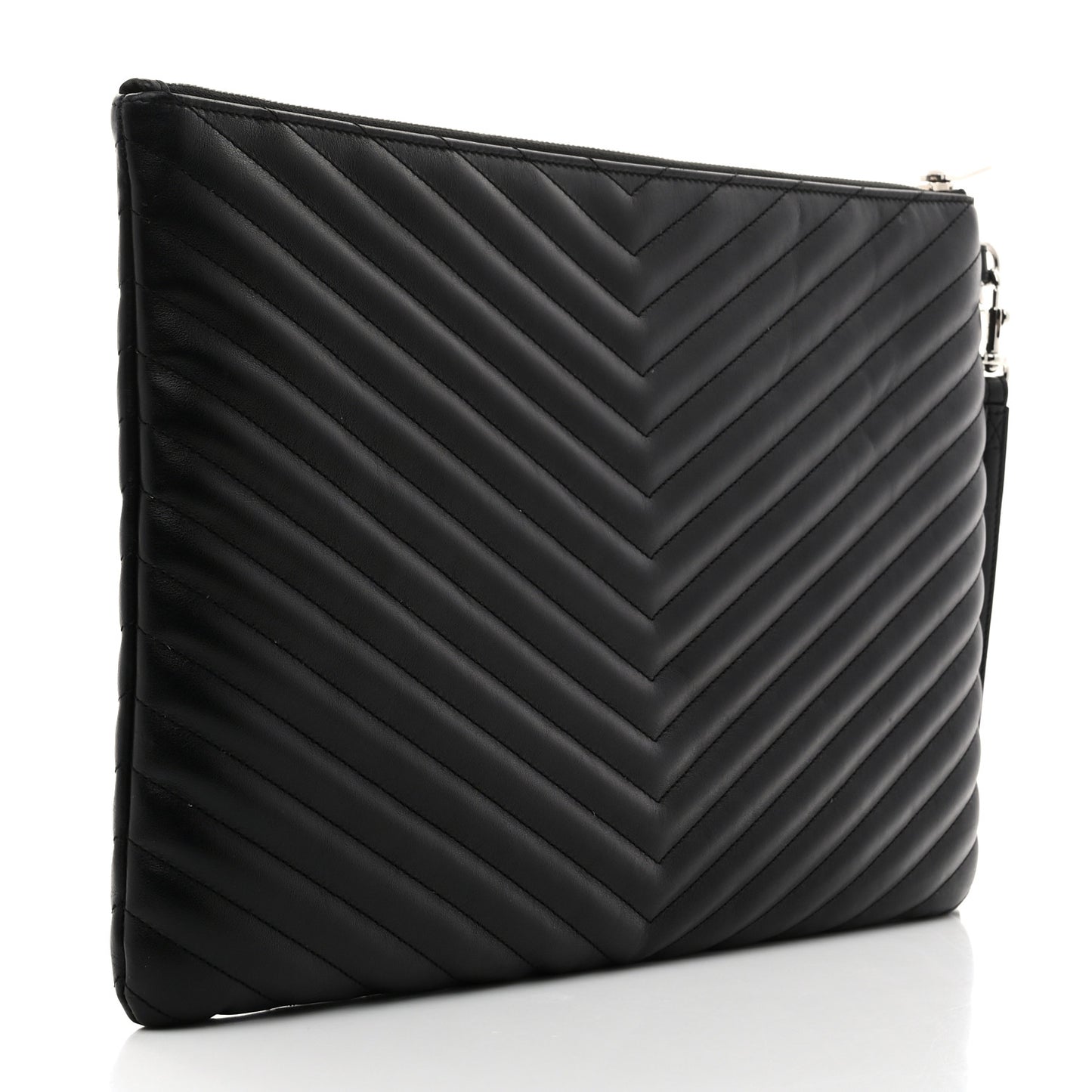 Calfskin Matelasse Chevron Cassandre Monogram Document Holder Black
