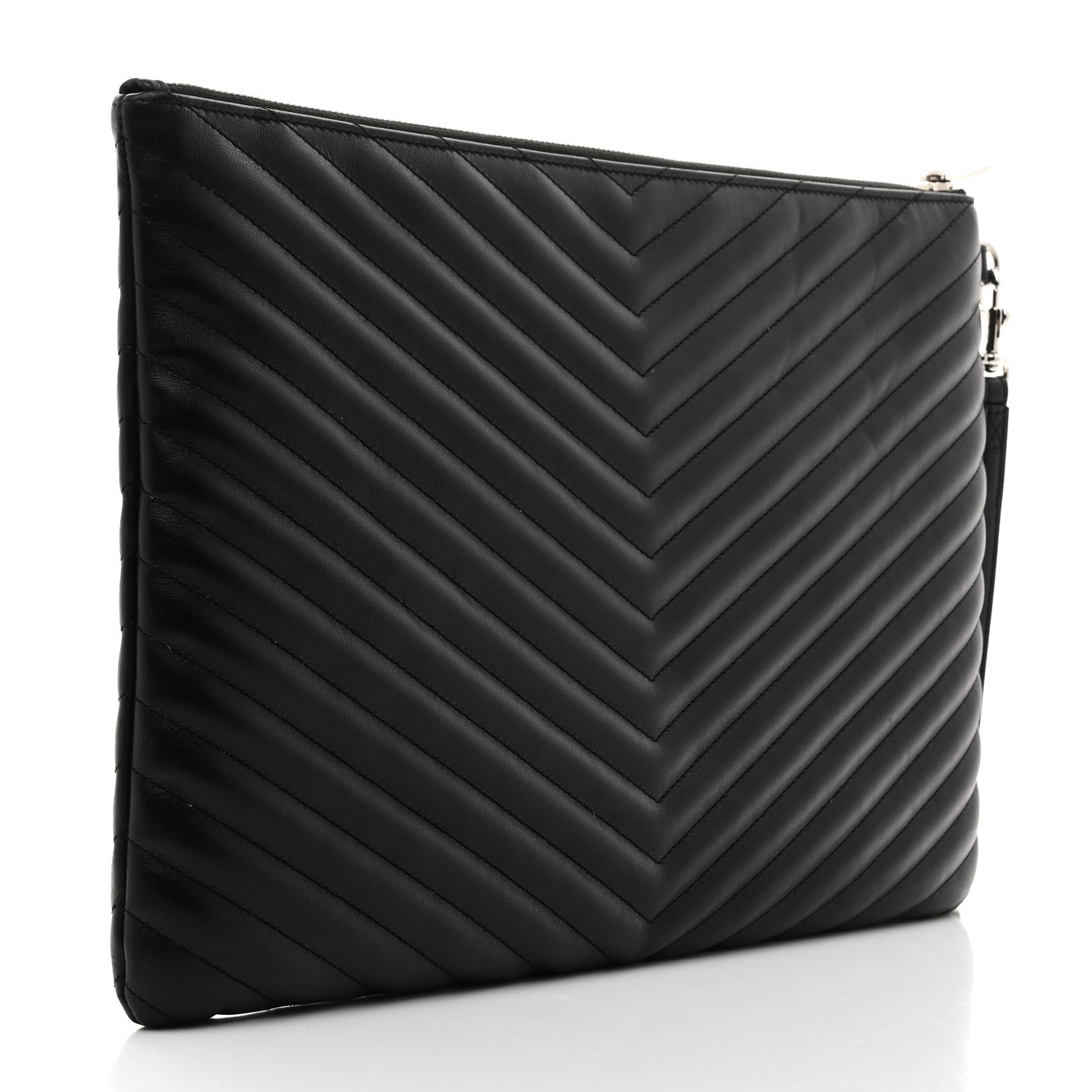 Saint Laurent Calfskin Matelasse Chevron Cassandre Monogram Document Holder Black 3 of 7