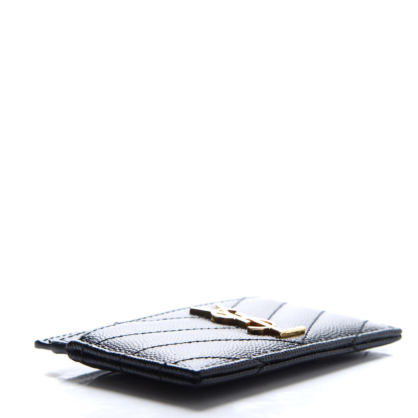 Grain De Poudre Matelasse Chevron Monogram Credit Card Case Black