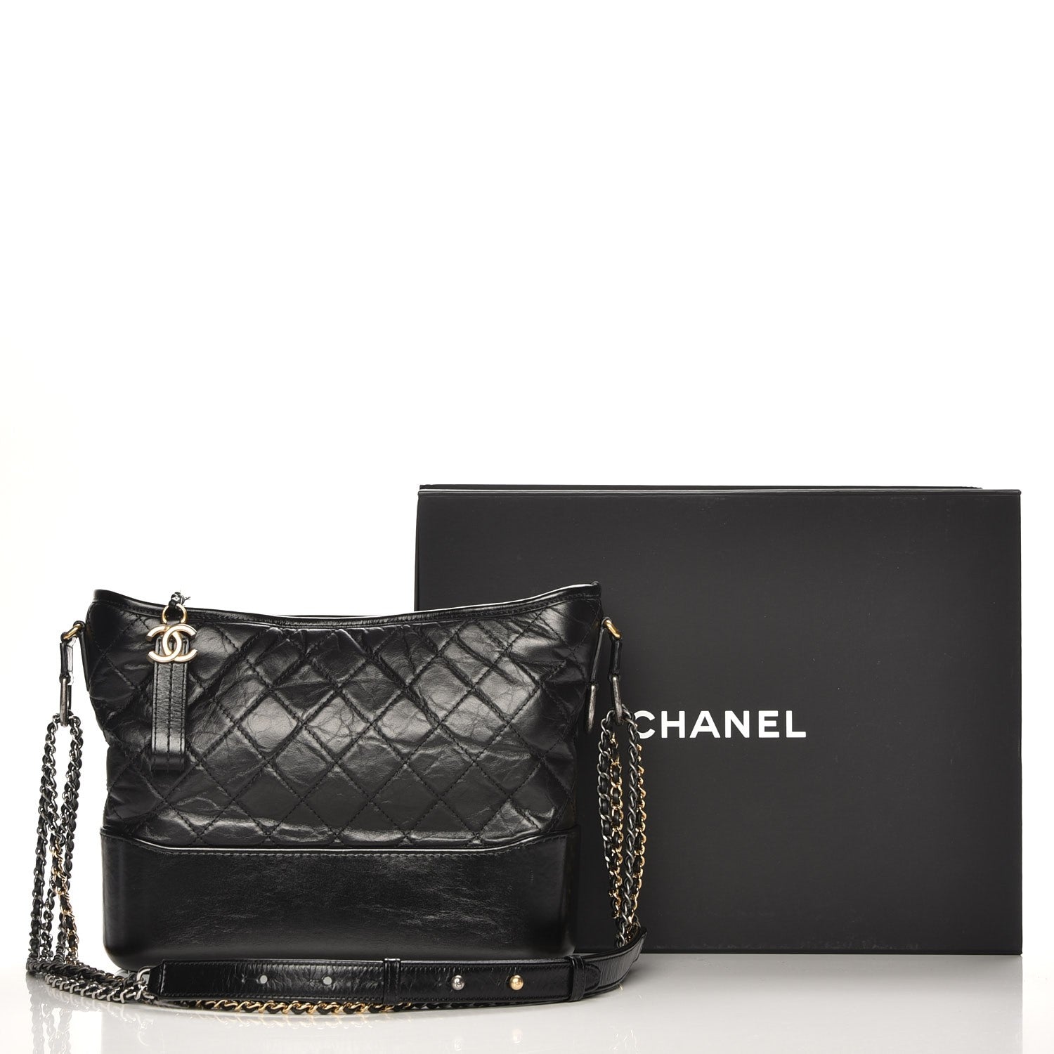 Chanel Aged Calfskin Quilted Medium Gabrielle Hobo Black 9 of 9