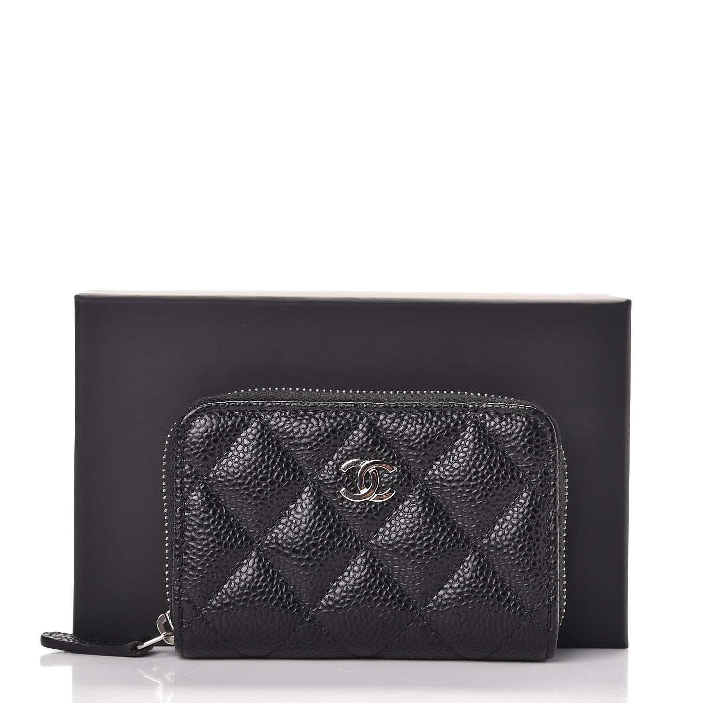 Caviar Quilted Zip Coin Purse Black