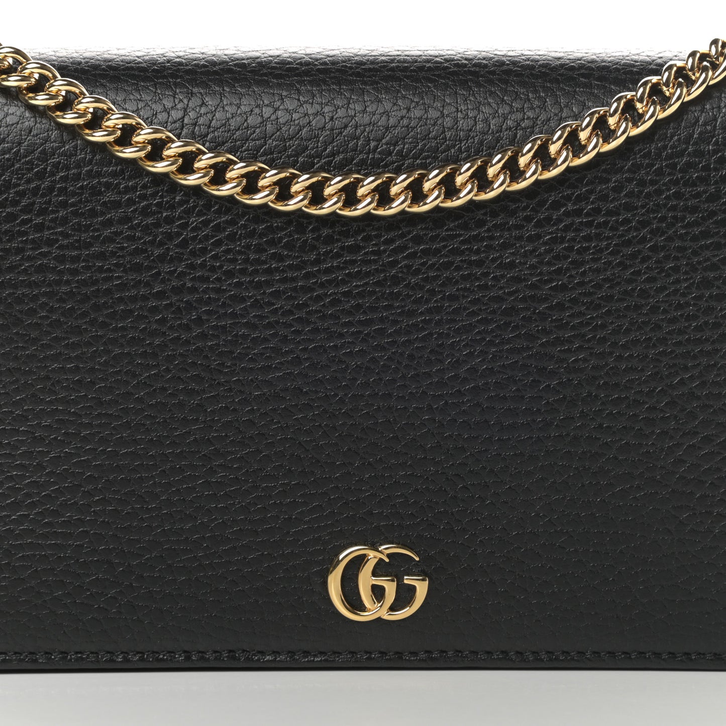 Calfskin Mini GG Marmont Chain Wallet Black