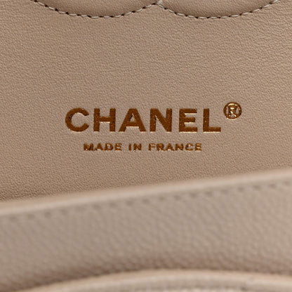 Chanel Caviar Chevron Quilted Medium Double Flap Beige 6 of 10
