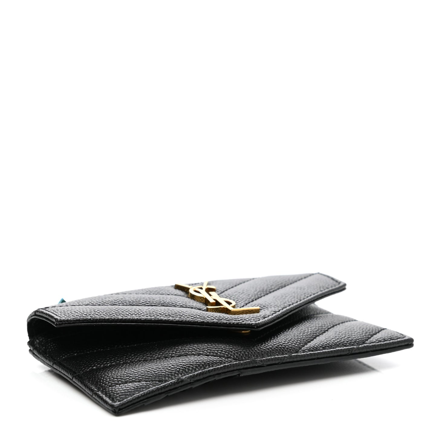 Grain De Poudre Matelasse Chevron Monogram Compact Wallet Black
