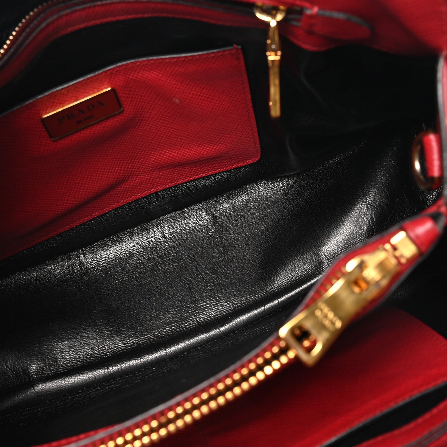 Prada Saffiano Studded Bijou Tote Red 5 of 11