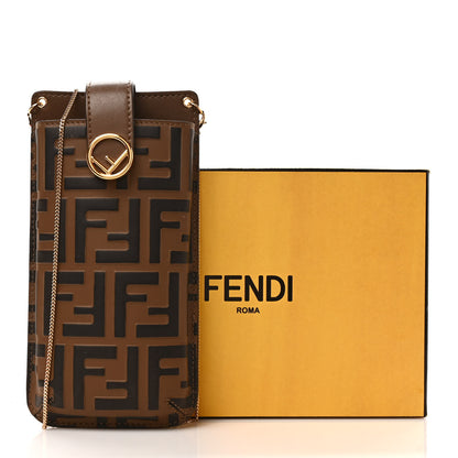 Fendi Vitello Soft F is Fendi Bi-Color FF 1974 Embossed Phone Pouch Maya Black 11 of 11
