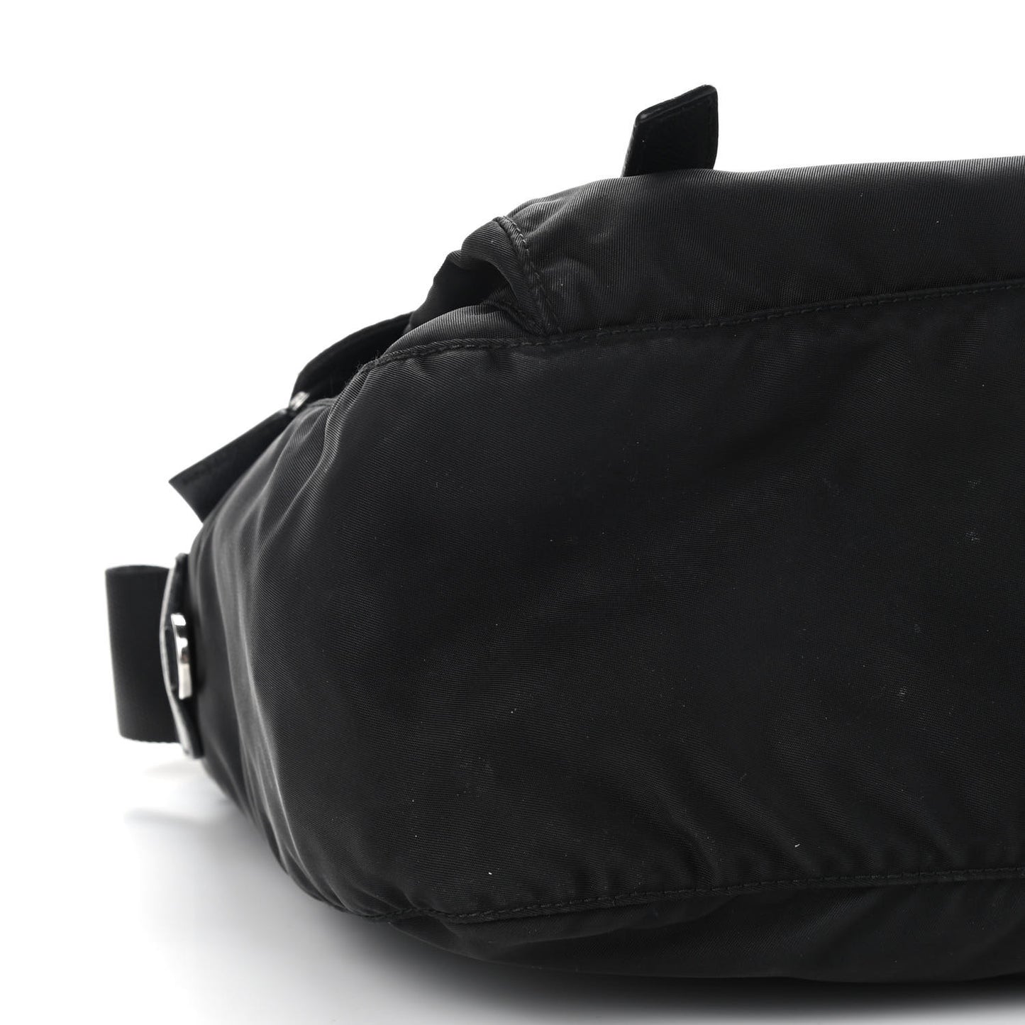 Tessuto Nylon Saffiano Double Buckle Messenger Shoulder Bag Black
