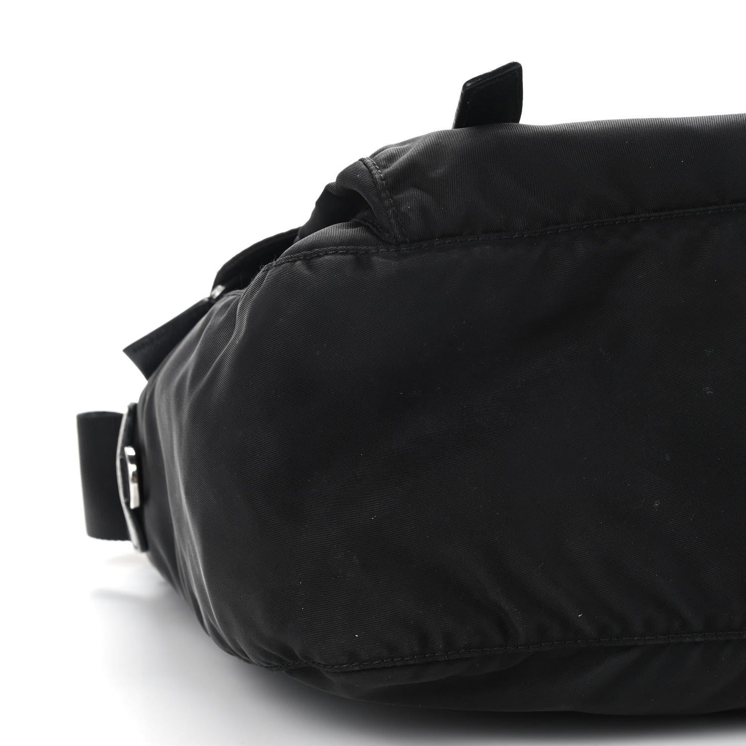 Prada Tessuto Nylon Saffiano Double Buckle Messenger Shoulder Bag Black 7 of 10