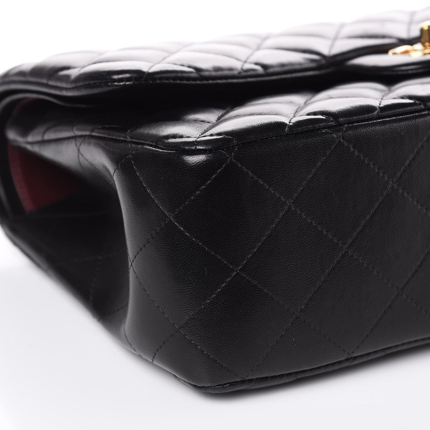 Lambskin Quilted Jumbo Double Flap Black