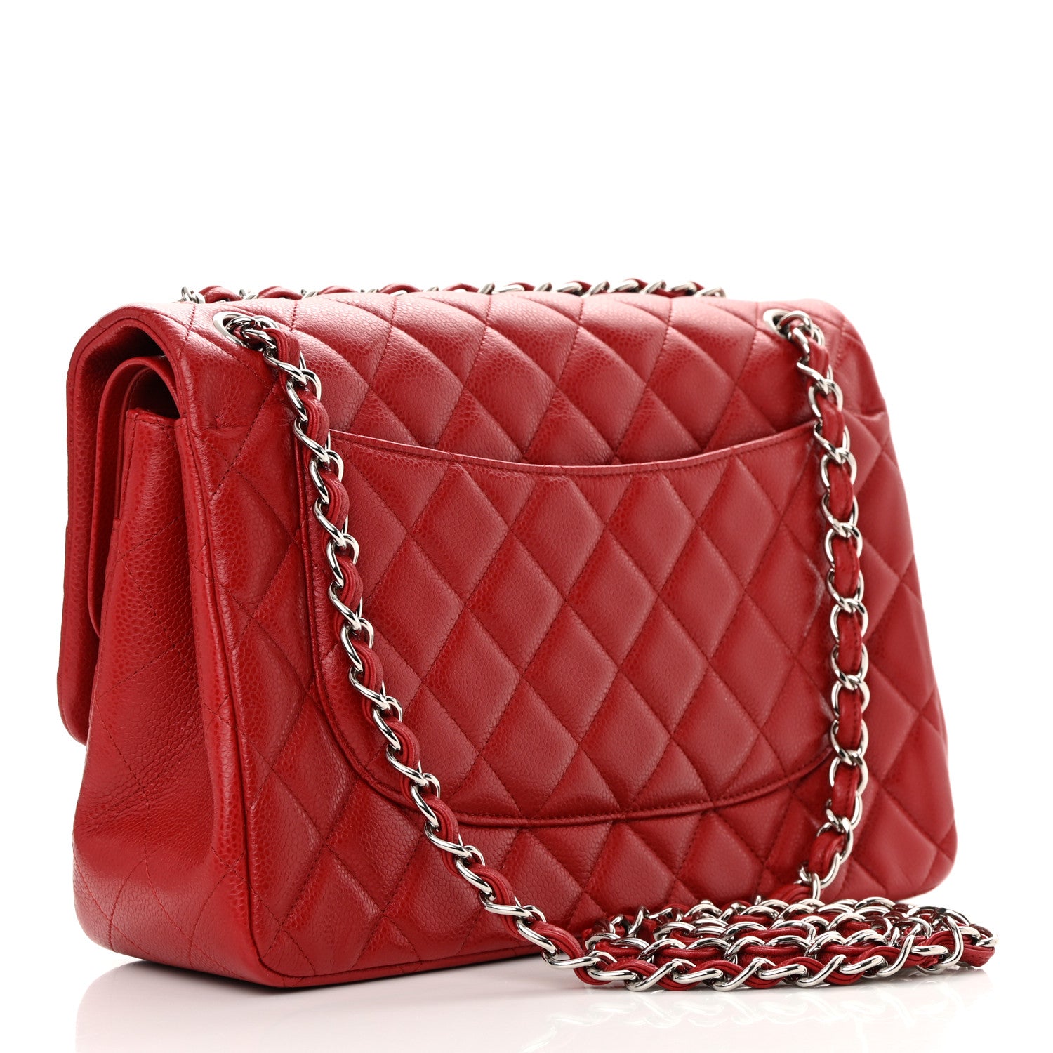 Chanel Caviar Quilted Jumbo Double Flap Red 3 of 11