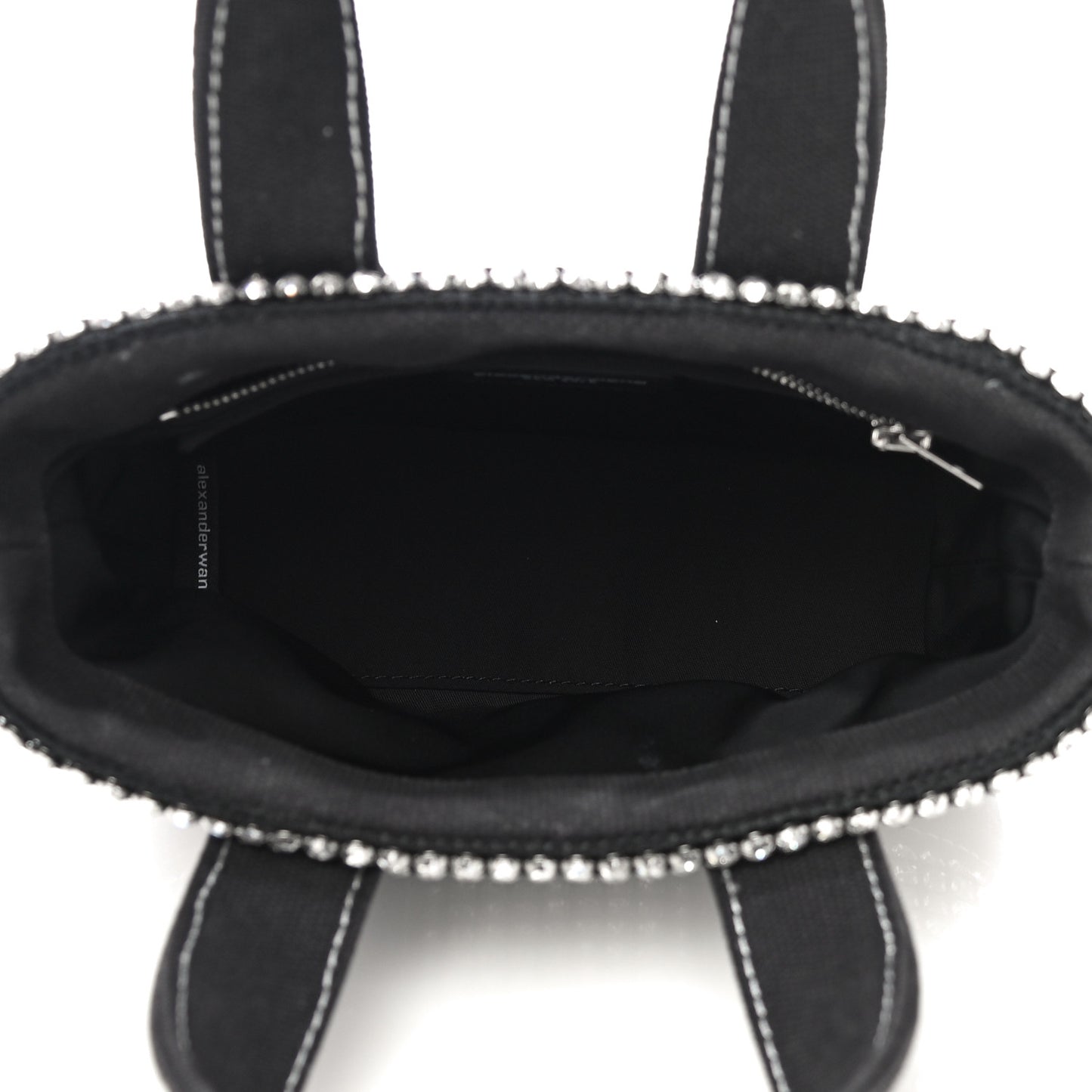 Mesh Crystal Rhinestone Mini Cruiser Tote Black Silver