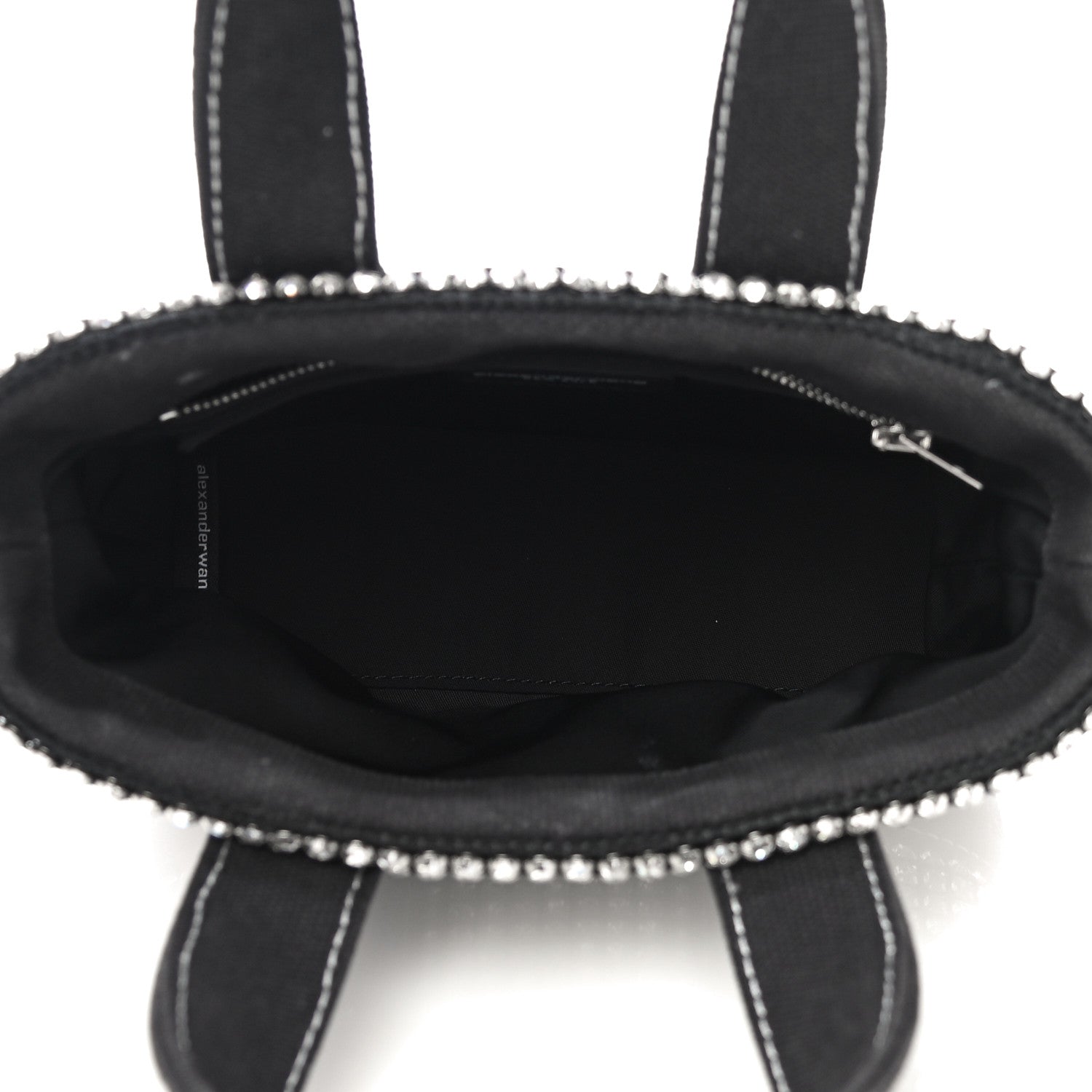 Alexander Wang Mesh Crystal Rhinestone Mini Cruiser Tote Black Silver 5 of 13