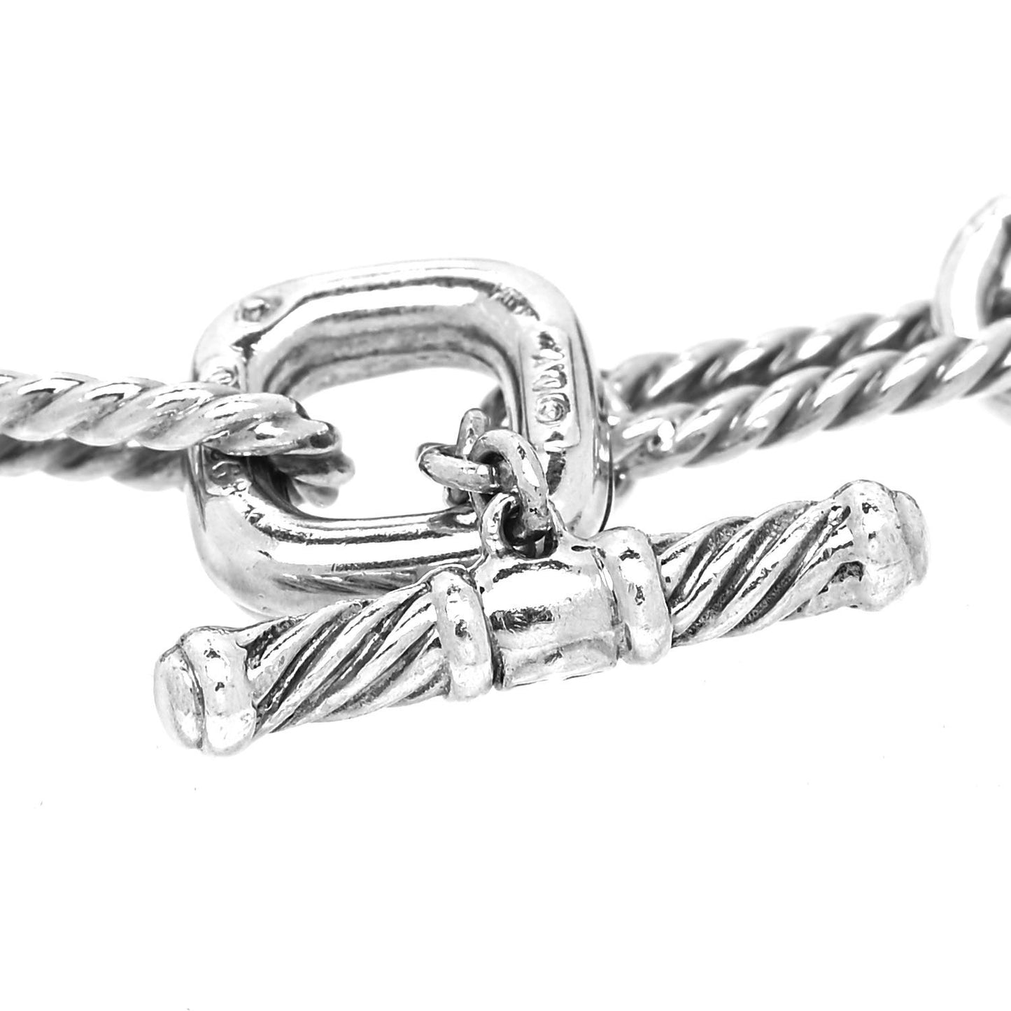 Sterling Silver 18K Yellow Gold Amethyst Figaro Bracelet