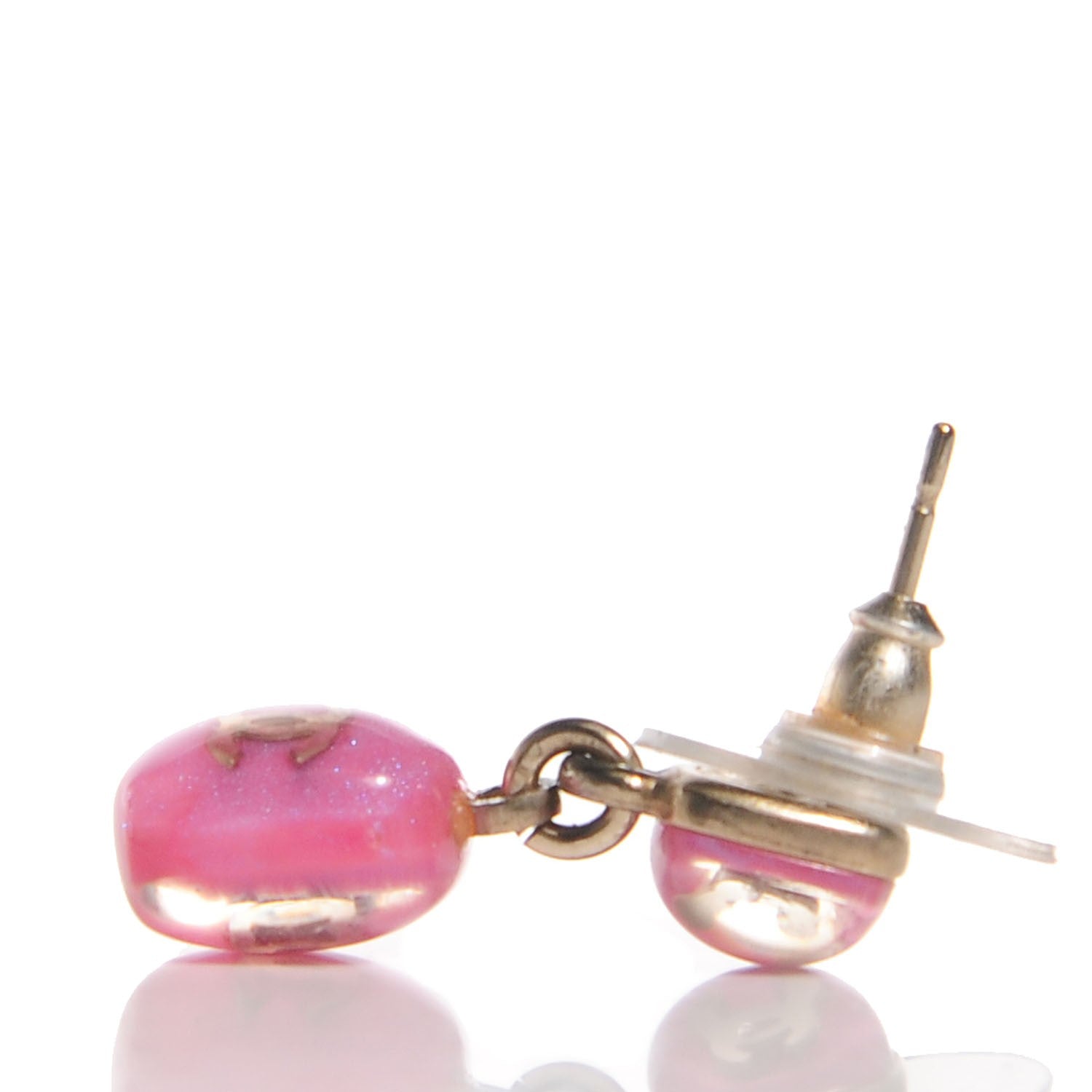 Chanel Resin Mother of Pearl CC Earrings Pink 3 of 5