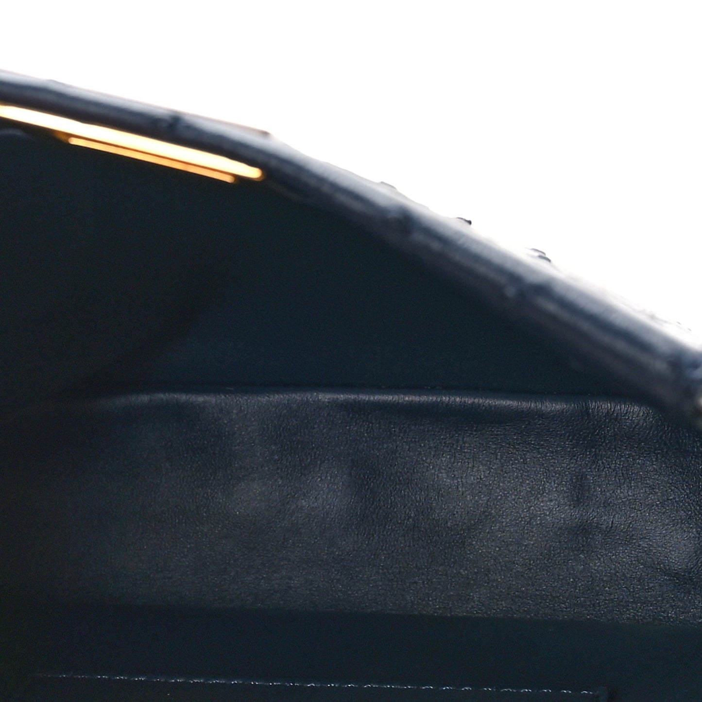 Ostrich Shiny Nappa Mini Peekaboo Iconic Satchel Blueberry Mud