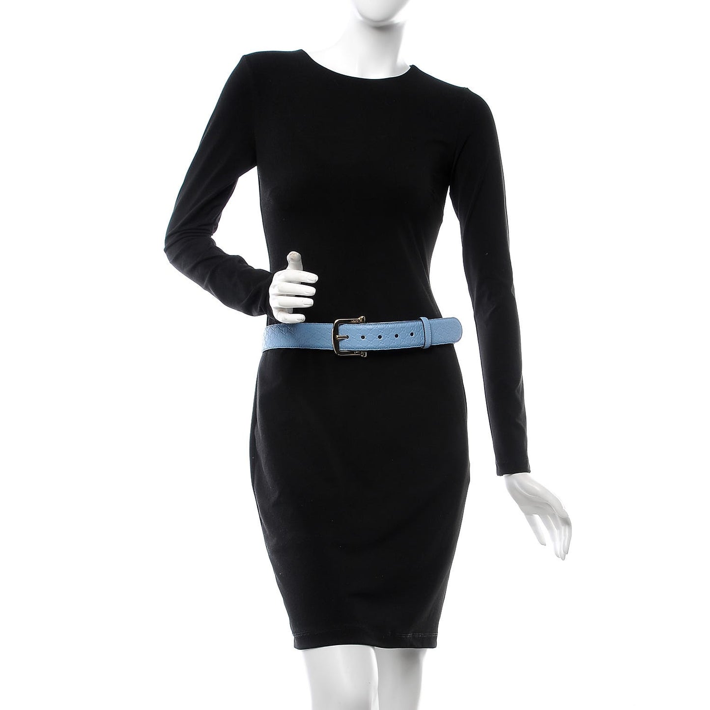 Soft Microguccissima Margaux Calfskin Belt 85 34 Mineral Blue