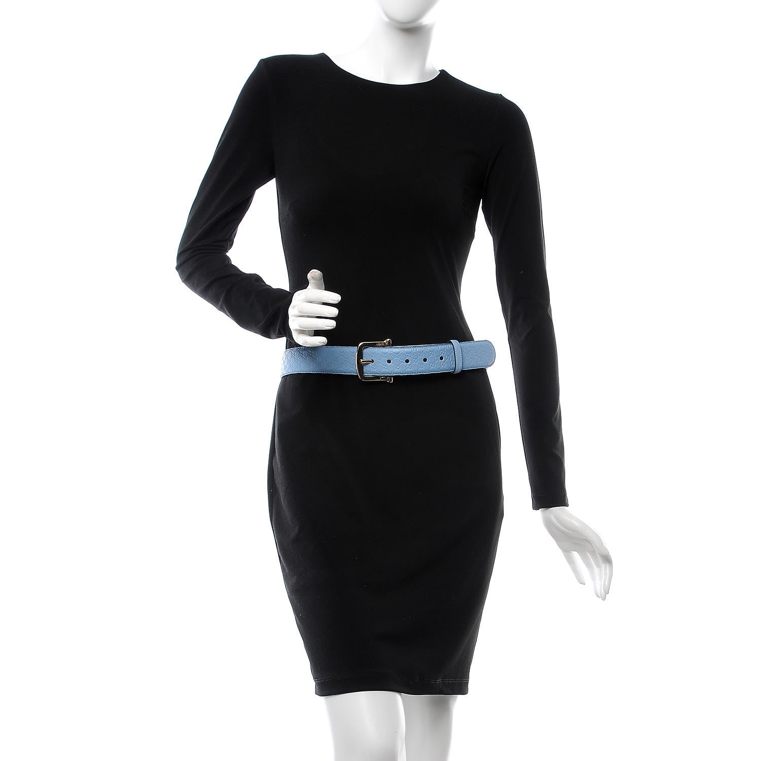 Gucci Soft Microguccissima Margaux Calfskin Belt 85 34 Mineral Blue 2 of 7