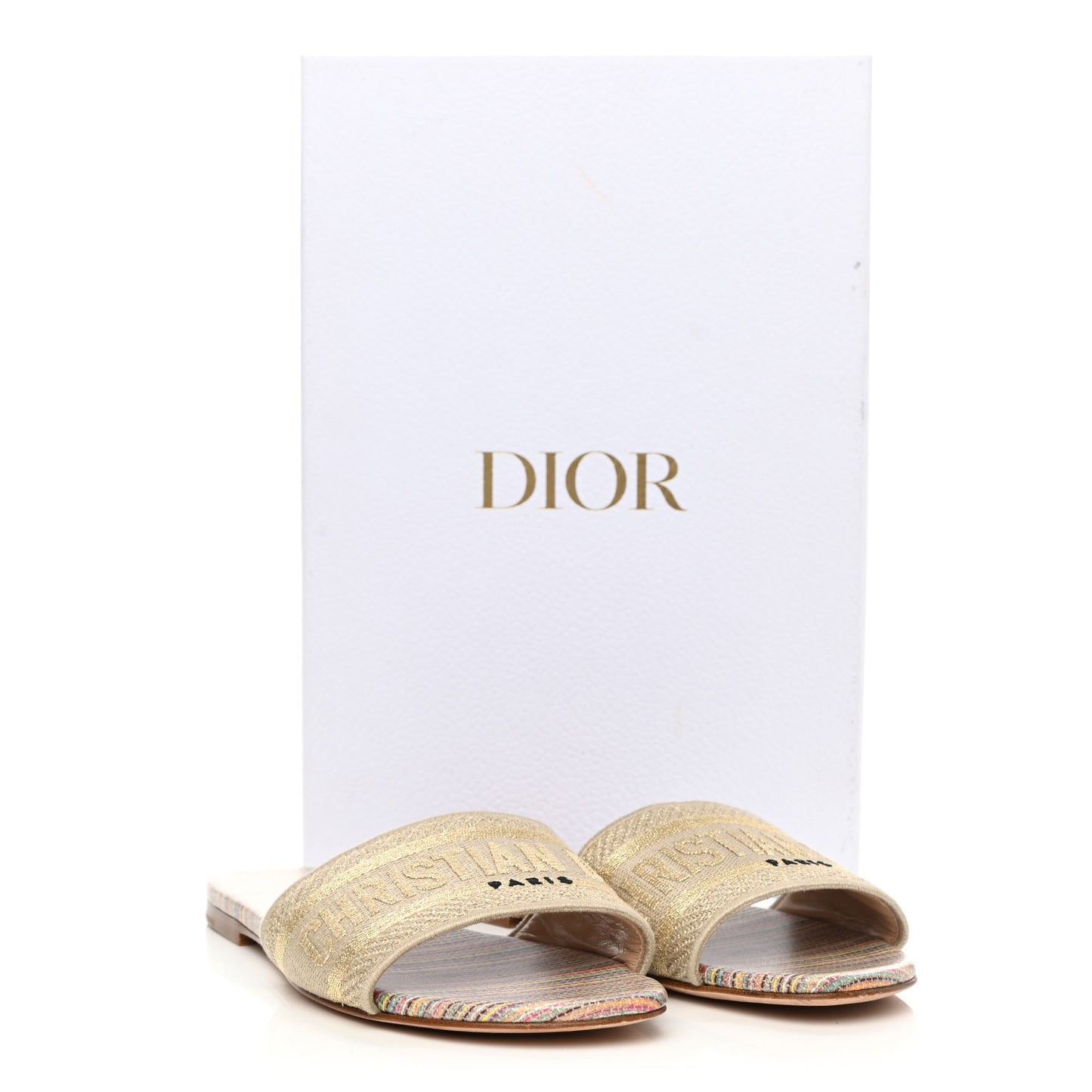 Lurex Romance Embroidered Dway Mules Slide Sandals 36.5 Metal Multicolor