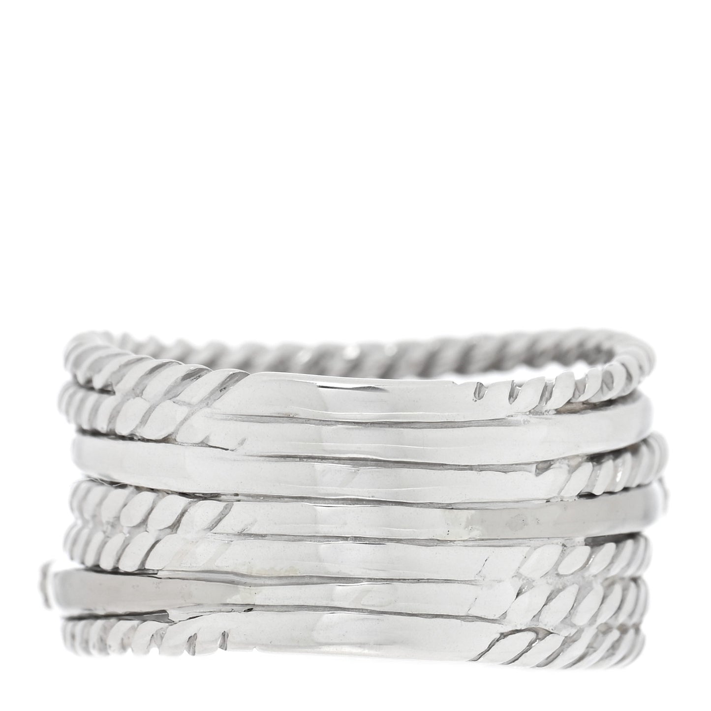Sterling Silver Diamond 11mm Wide Crossover Cable Ring 52 6