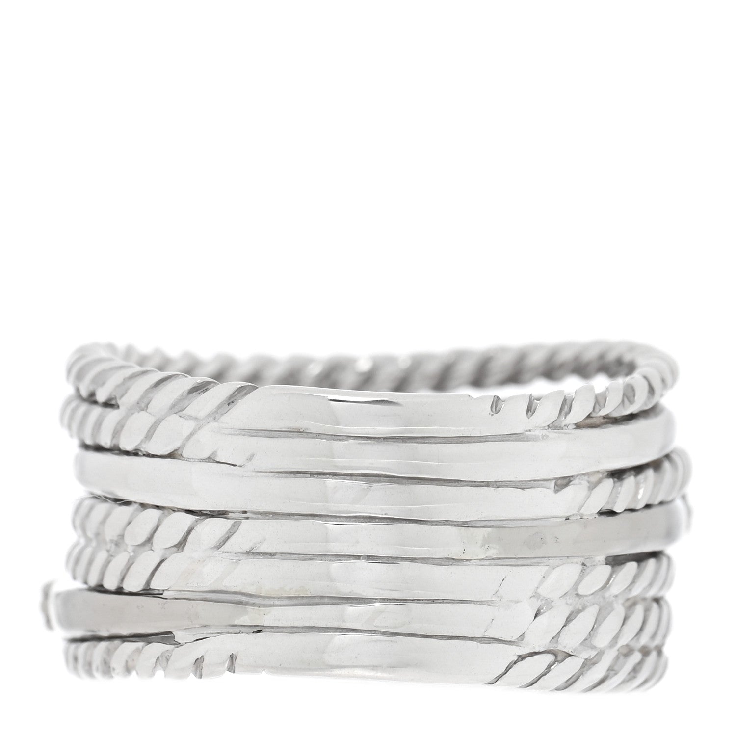 David Yurman Sterling Silver Diamond 11mm Wide Crossover Cable Ring 52 6 3 of 4