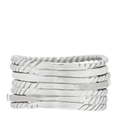 David Yurman Sterling Silver Diamond 11mm Wide Crossover Cable Ring 52 6 3 of 4