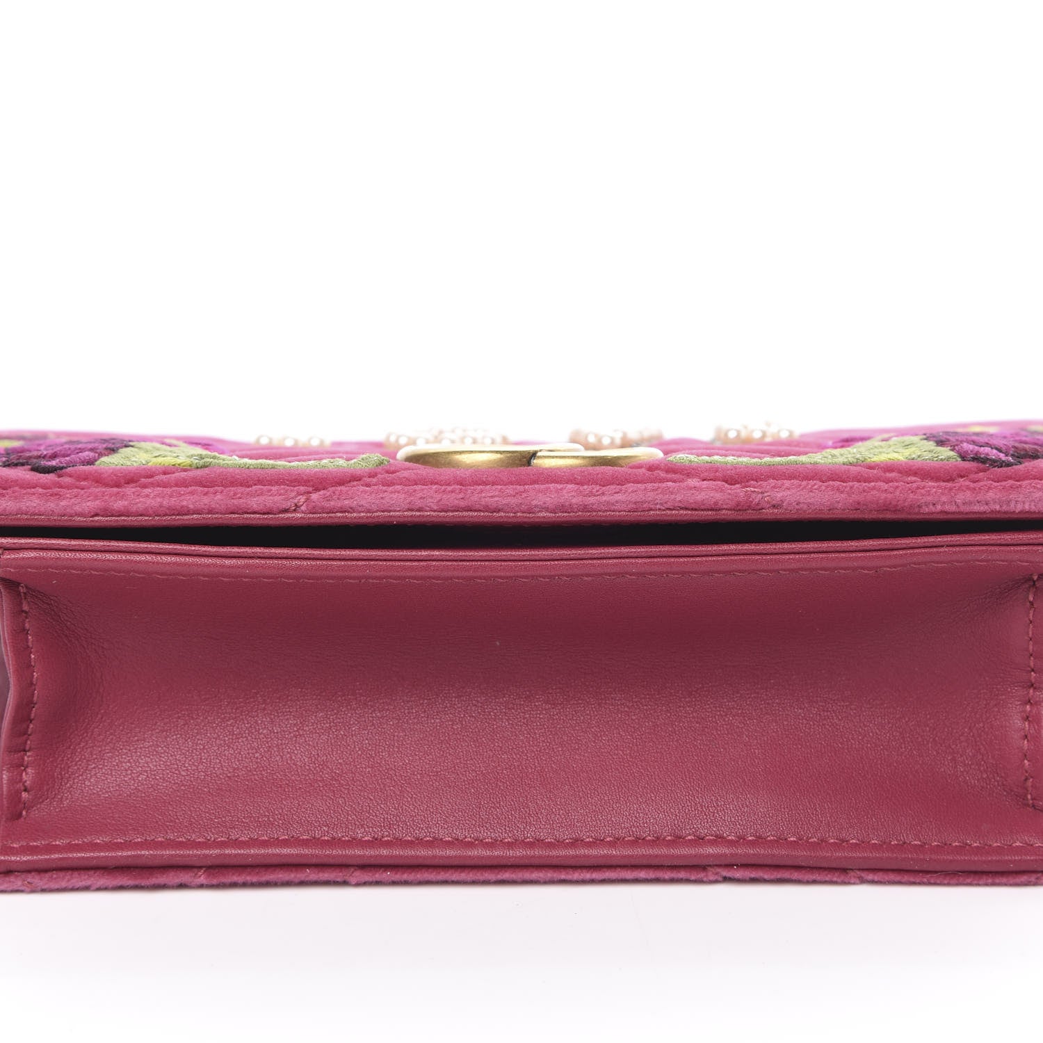 Gucci Velvet Matelasse Love Embroidered GG Marmont Mini Bag Light Raspberry Rose 9 of 9