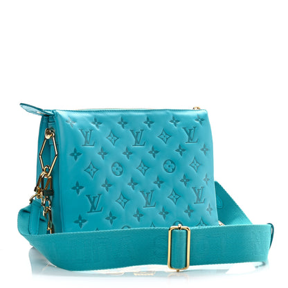 Louis Vuitton Lambskin Embossed Monogram Coussin PM Turquoise 3 of 10