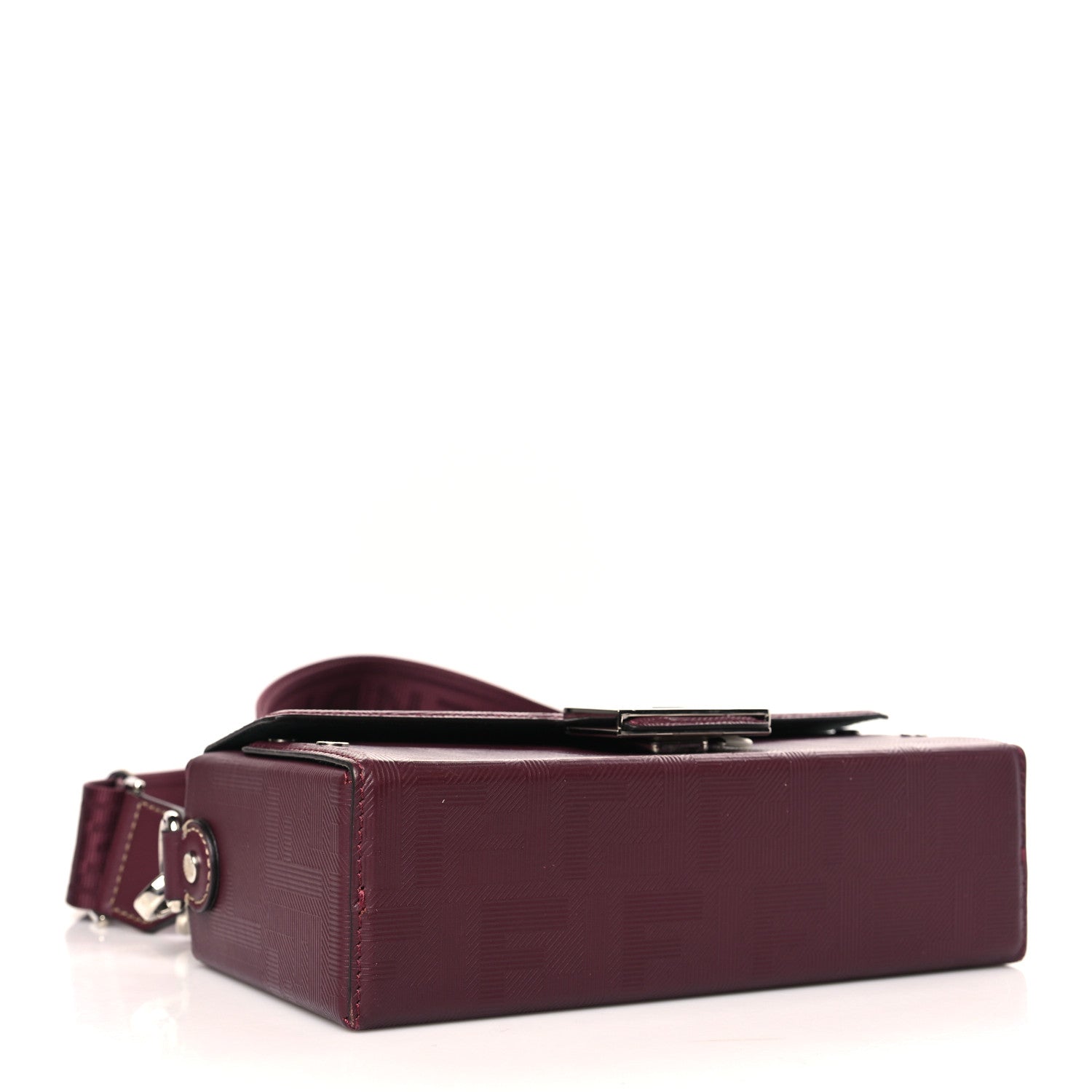 Fendi Vitello King FF Lines Embossed Baguette Soft Trunk Burgundy 4 of 9