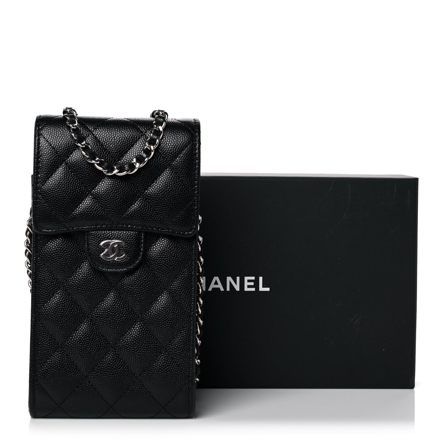 Caviar Quilted Classic Phone Holder Black
