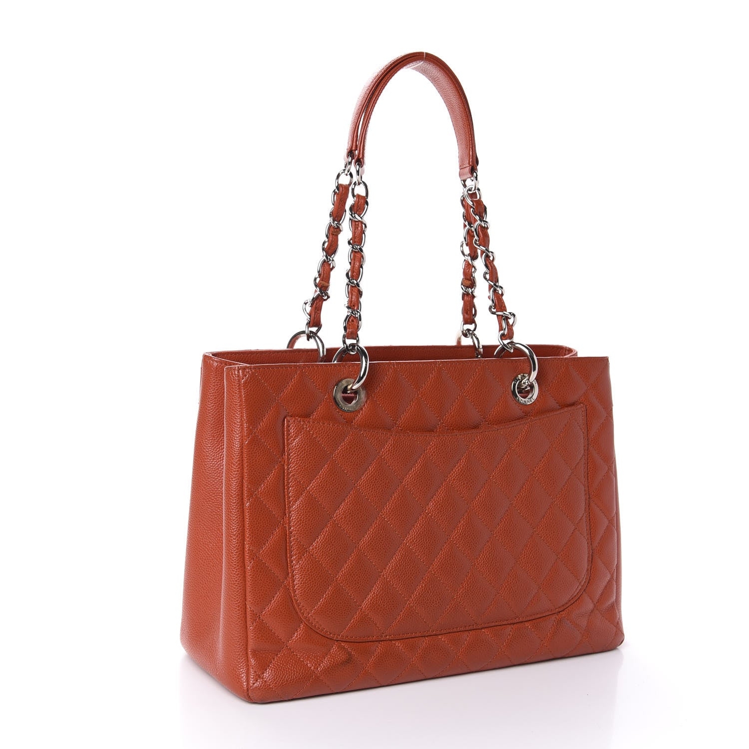 Chanel Caviar Quilted Grand Shopping Tote GST Orange 3 of 11