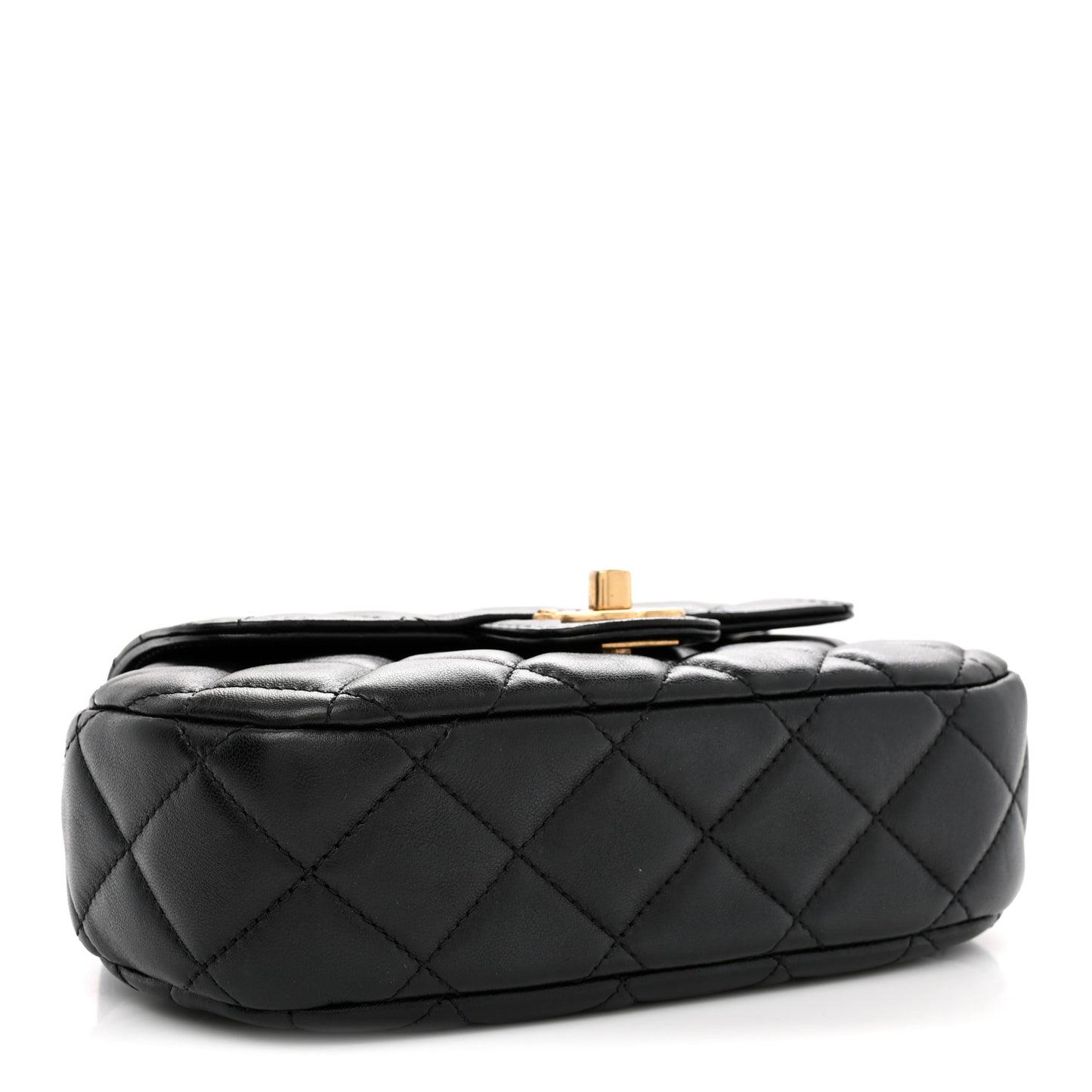 Lambskin Quilted Baywatch Top Handle Flap Black