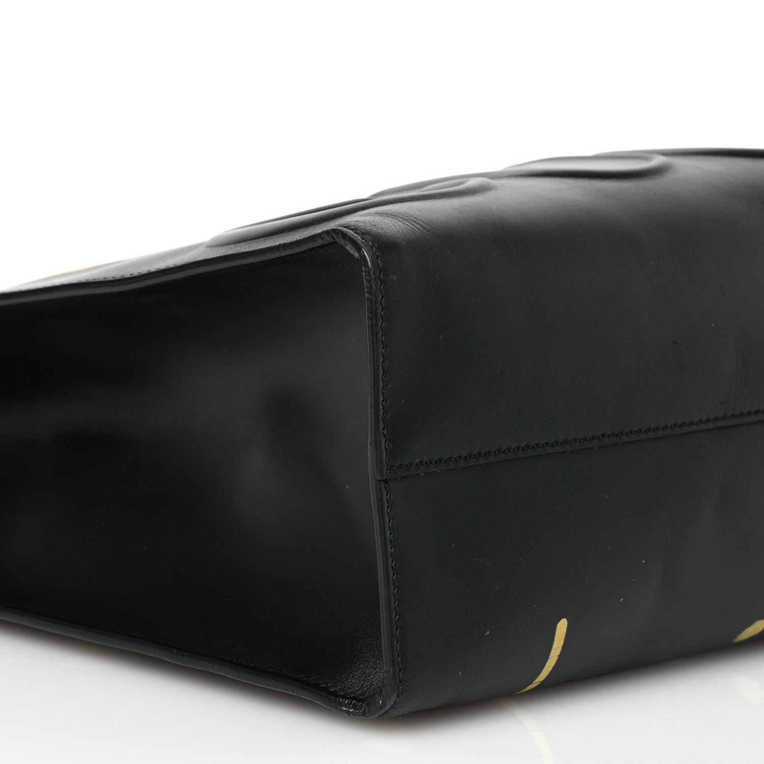 Gucci Calfskin GucciGhost Real Medium XL Tote Black Yellow 8 of 15