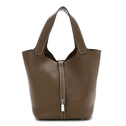 Hermes Taurillon Clemence Picotin Lock 22 MM Etoupe 1 of 10