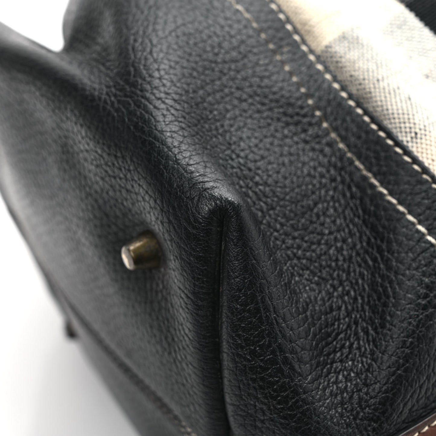Grainy Calfskin House Check Canvas Small Heston Crossbody Tan Black