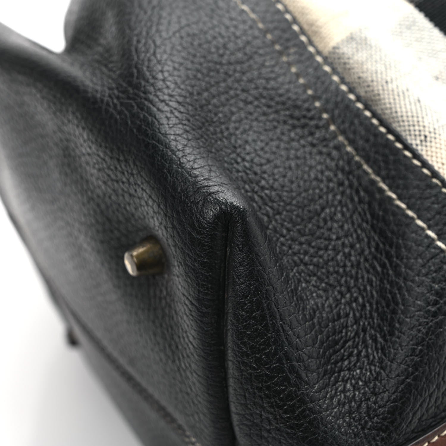 Burberry Grainy Calfskin House Check Canvas Small Heston Crossbody Tan Black 13 of 19