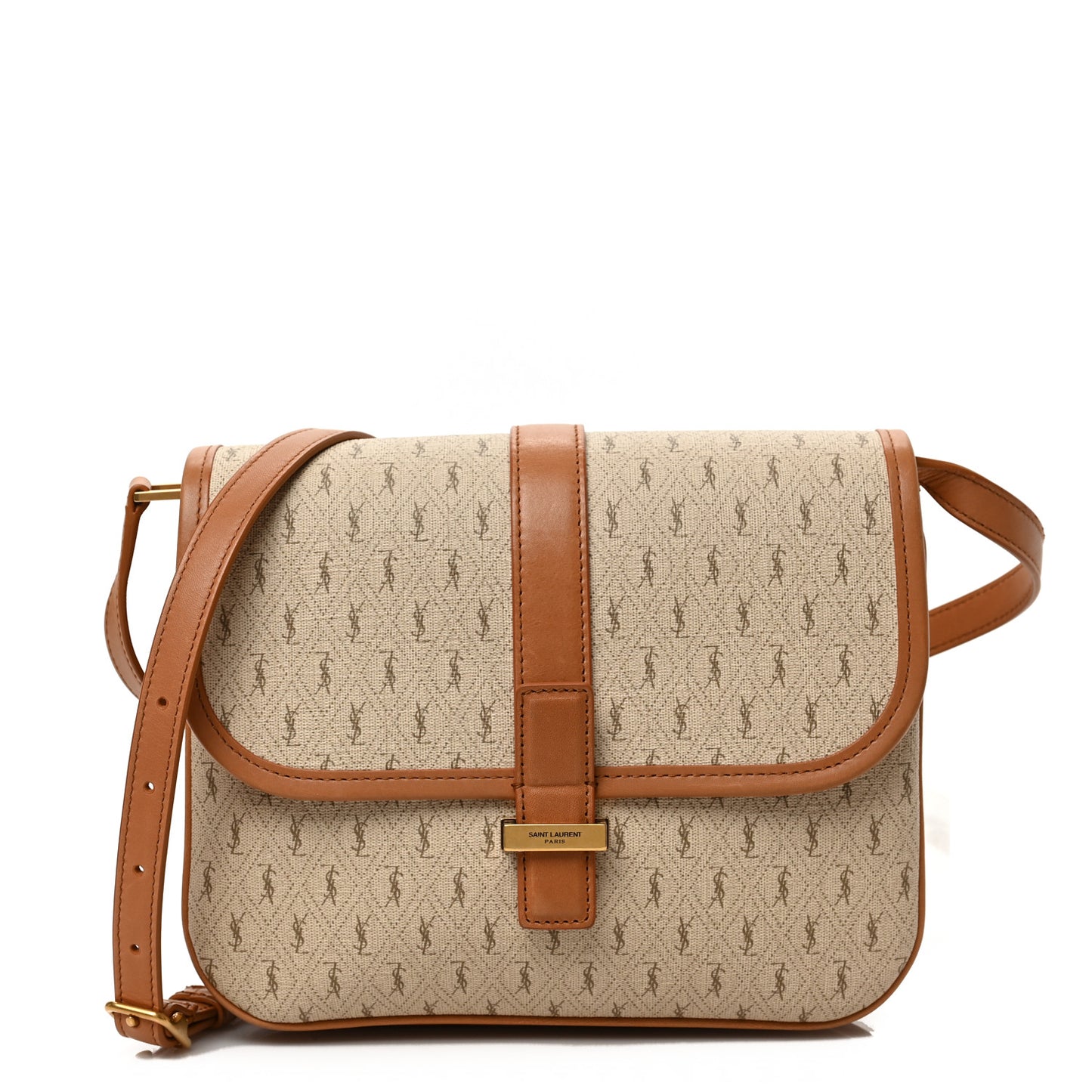 Canvas All-Over Monogram Small Le Monogramme Satchel Beige Kaki Brown Gold