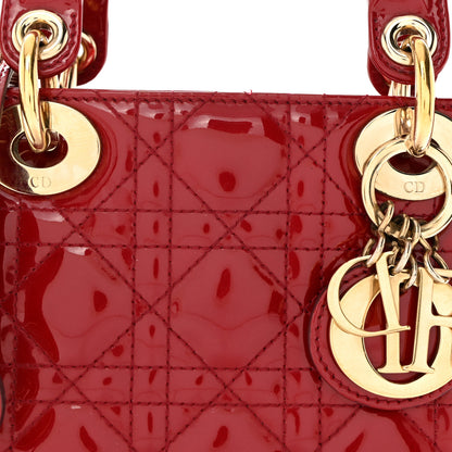 Christian Dior Patent Cannage Mini Lady Dior Red 8 of 12